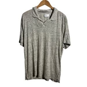 Onia Shaun Linen Polo Men XL Heather Gray Minimal Quite Luxury Coastal Vacation